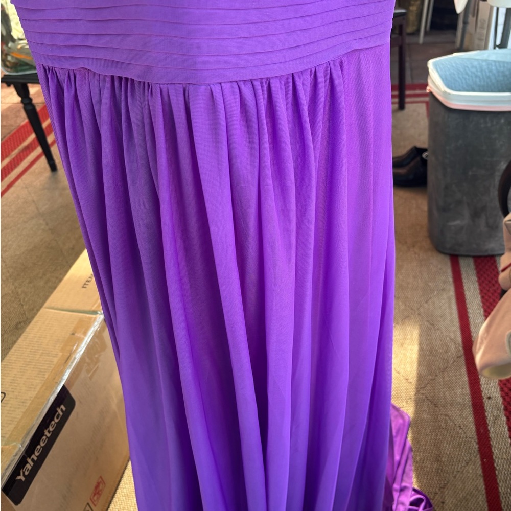 Adam Purple Ruched Sweetheart Prom Dress - Picture 10 of 14